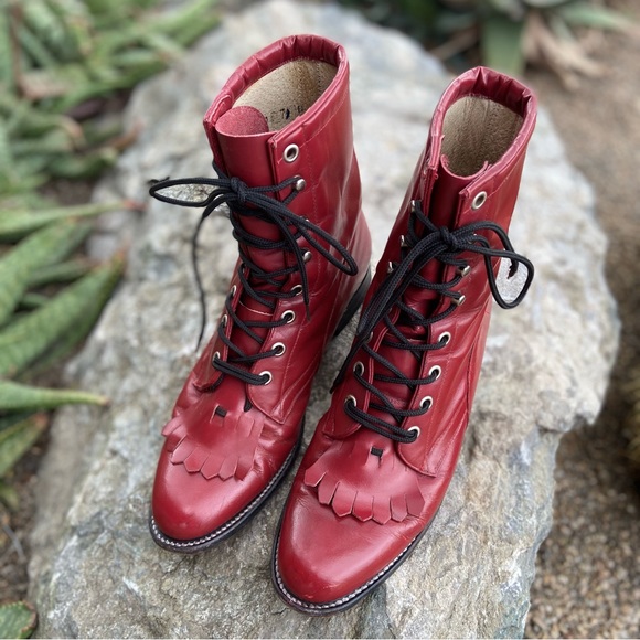 TONY LAMA Vintage Lace Up Tasseled Ropers - Picture 12 of 14